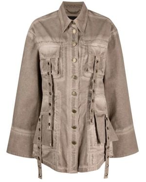 Blumarine Pocketed Denim Jacket - Brown