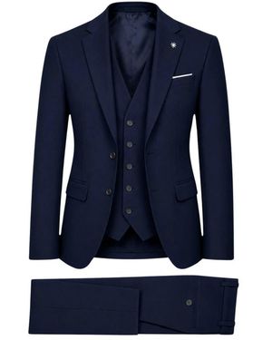 Manuel Ritz Kostuums ,Blauw ,Wol Single-Breasted Drieknoops Kostuum