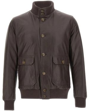 Barba Napoli Leather Jackets - Grey
