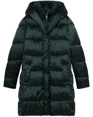 Oltre Lange Nylon Donsjas Met Capuchon - Groen