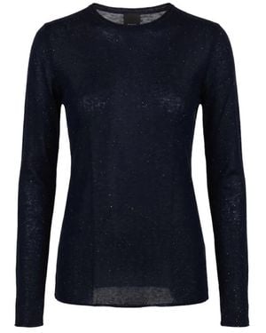 Pinko Tops ,Blauw ,Pailletten Trui Met Ronde Hals En Pailletten