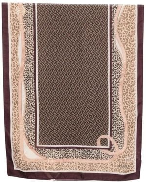 Liu Jo Accessoires ,Veelkleurig ,Polyester Sjaal Met Luipaardprint En Logopatroon - Bruin
