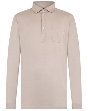 Moorer Tops ,Katoen Pierre Long Sleeve Polo - Wit