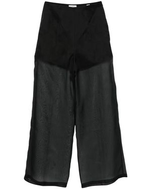 forte_forte Broeken ,Zwart ,Organza Chic Organza Silk Wijde Pijpenbroek