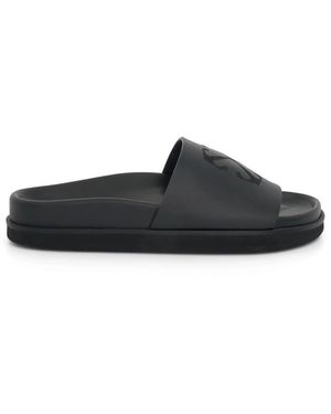 Off-White c/o Virgil Abloh Pantofole in pelle con freccia nuvola uomo - Nero