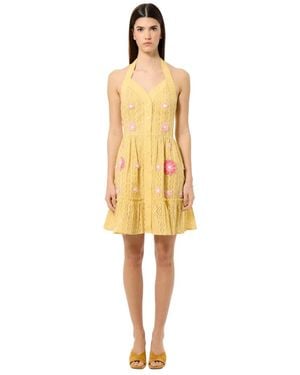 Manoush Blumiges Garden Party Kleid - Gelb