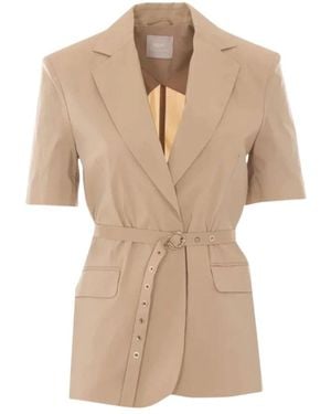 Liu Jo Jassen ,Katoen Blazer Met Ceintuur - Naturel