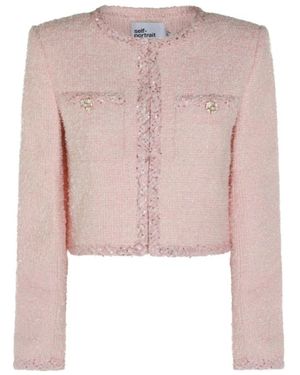 Self-Portrait Tweed Jackets - Rosa