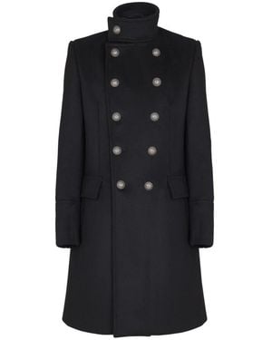 Balmain Double-Breasted Coats - Negro