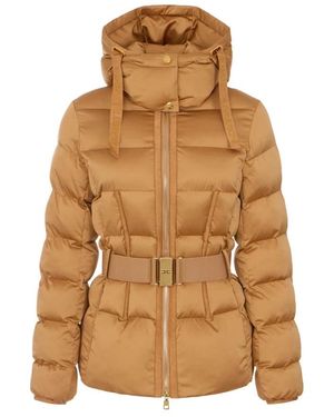 Elisabetta Franchi Donsjack Van Voile Stof - Bruin