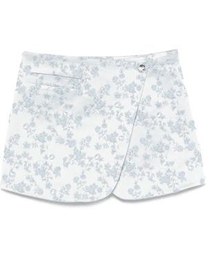 Coperni Rokken ,Blauw ,Floral Jacquard Wrap Skirt
