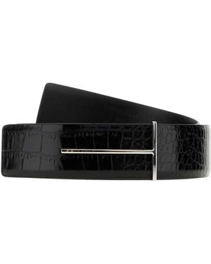 Tom Ford Accessoires ,Zwart ,Leer Slim T Omkeerbare Riem