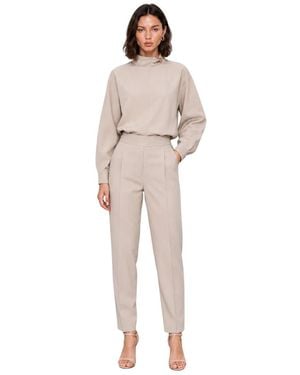 Kocca Overhemden ,Gedrapeerde Blouse Met Hoge Hals - Naturel