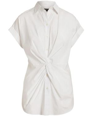 Ralph Lauren Overhemden ,Wit ,Zijden Stretch Overhemd Met Lange Mouwen