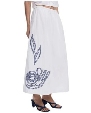 Desigual Geborduurde Katoenen Zomerrok - Wit
