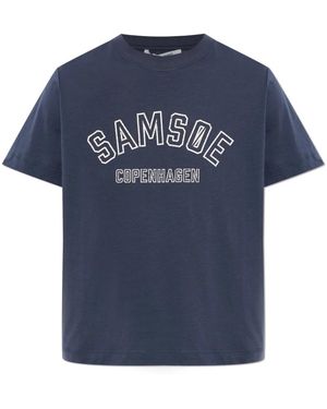 Samsøe & Samsøe Tops ,Blauw ,Katoen Sacamino Ss T-Shirt