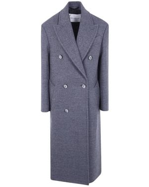 Ami Paris Zweireihiger Langer Mantel - Blau
