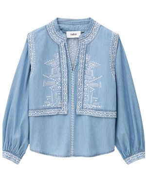Ba&sh Overhemden ,Blauw ,Denim Chambray Overhemd Met Denim Effect