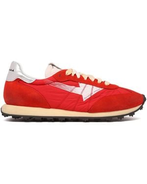 RUN OF Low-Top Sneakers Aus Wildleder Und Nylon - Rot