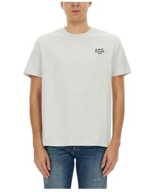 A.P.C. Tops ,Grijs ,Katoen Logo Katoenen T-Shirt