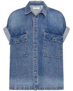 One Teaspoon Overhemden ,Blauw ,Denim Denim Korte Mouw Oversized Overhemd