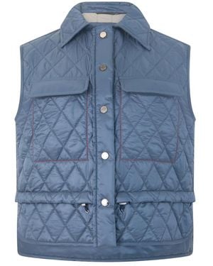 Moorer Gewatteerd Vest Met Knopen - Blauw