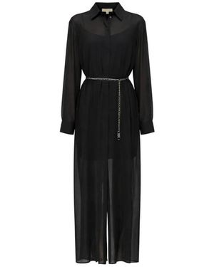 Michael Kors Chain-Belt Langarm-Jumpsuit - Schwarz