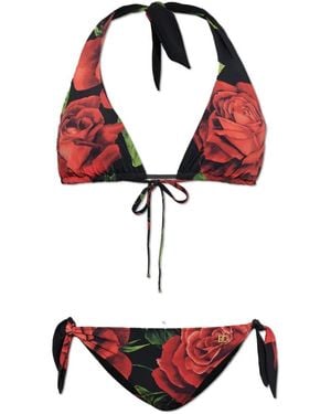 Dolce & Gabbana Badmode ,Zwart ,Tweed Tweedelig Badpak - Rood