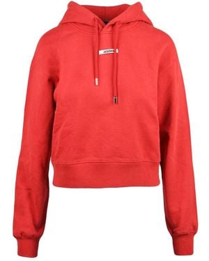 Jacquemus Hoodies & Sweatvesten ,Rood ,Katoen Felpa Corta Sweatshirt
