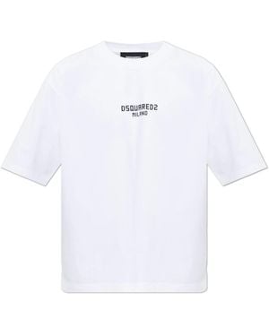 DSquared² Tops ,Wit ,Katoen Milano Loose Fit T-Shirt