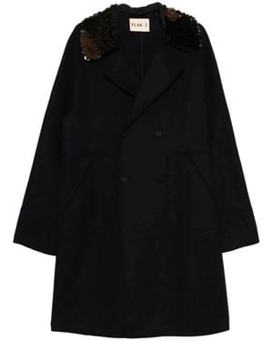 Plan C Double-Breasted Coats - Negro