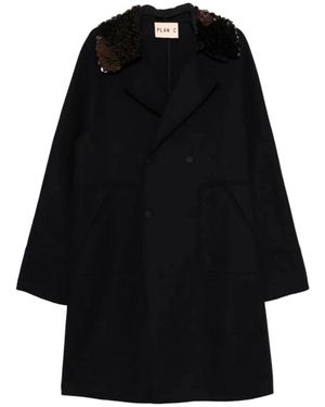 Plan C Double-Breasted Coats - Negro