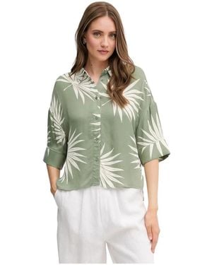 Ouí Overhemden ,Veelkleurig ,Shirt Met Bladerprint - Groen