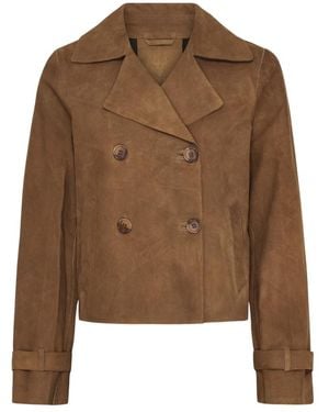 Notyz Kurzer Trenchcoat Aus Wildleder - Braun