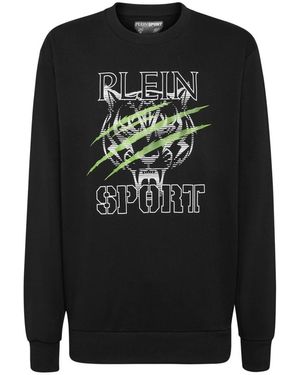 Philipp Plein Fitness ,Zwart ,Katoen Sweatshirt Tiger Line