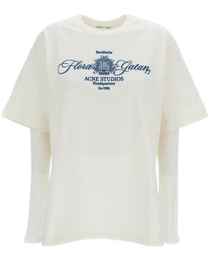 Acne Studios Tops ,Wit ,Katoen Edra Double Layered T-Shirt