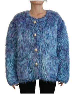 Dolce & Gabbana Cappotto giacca multicolore frange - Blu
