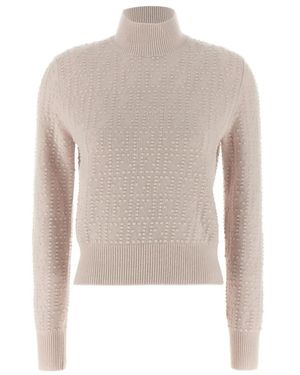 Fendi Truien & Vesten ,Roze ,Wol Pon Pon Sweater - Naturel