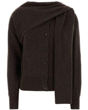 Ferragamo Strickjacke Mit Asymmetrischem Drapé Und Knöpfen - Schwarz