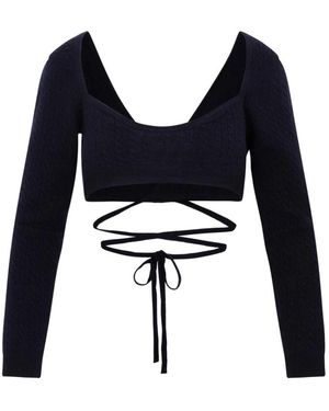 Patou Truien & Vesten ,Zwart ,Wol Wrap-Back Kabel Gebreide Top - Blauw