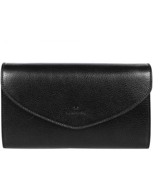 Il Bisonte Stijlvolle Leren Clutch Met Schouderband - Zwart