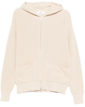 Lardini Geribbelde Gebreide Cardigan Met Capuchon - Naturel
