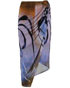 Louisa Ballou Bedruckter Midi-Rock Mit Metall-Detail - Blau