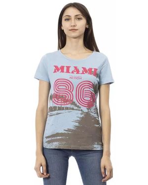 Trussardi Camiseta Azul Artística, Mujer, Talla - Morado