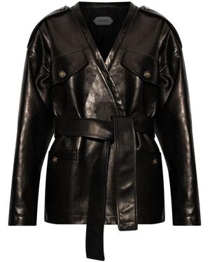 Versace Jassen ,Zwart ,Leer Leren Blouson