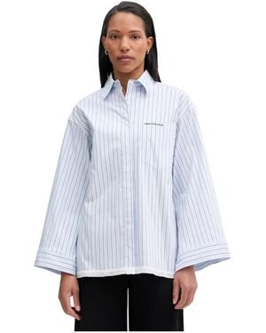 Isabelle Blanche Gestreiftes Popeline-Hemd - Blau