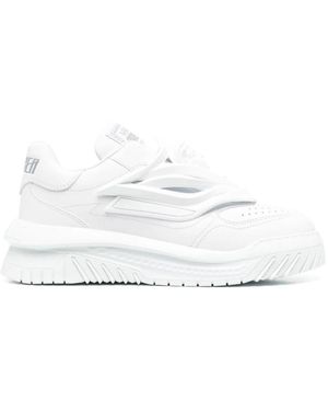 Versace Odissea Logo-embossed Leather Flatform Low-top Trainers - White