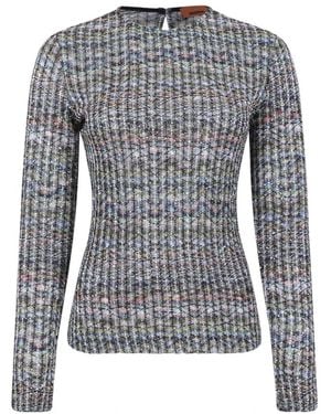 Missoni Gebreide Top Met Lange Mouwen - Blauw