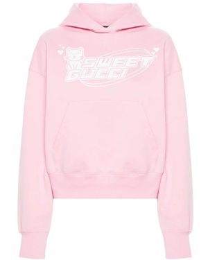 Gucci Hoodies & Sweatvesten ,Roze ,Katoen Sweet Print Hoodie