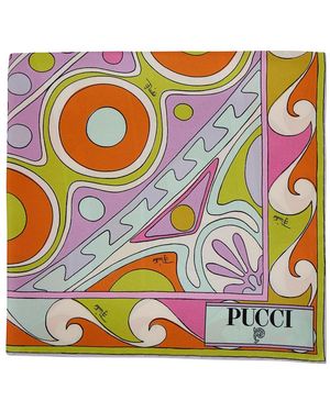 PUCCI Accessoires ,Veelkleurig ,Foulard 90X 90 Zijde Keper - Grijs